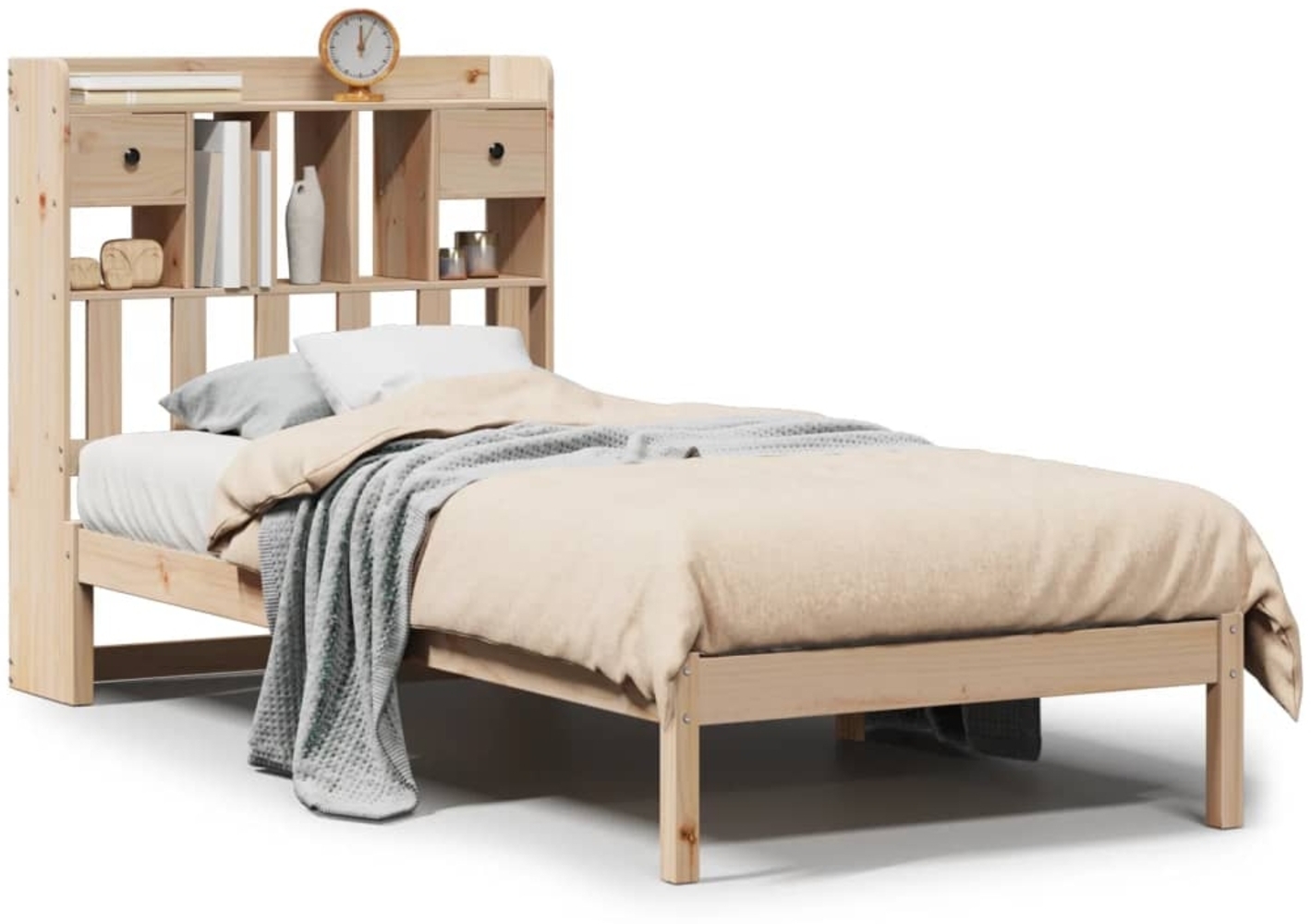 vidaXL Massivholzbett mit Regal ohne Matratze 90x200 cm Kiefer 3321620 Bild 1