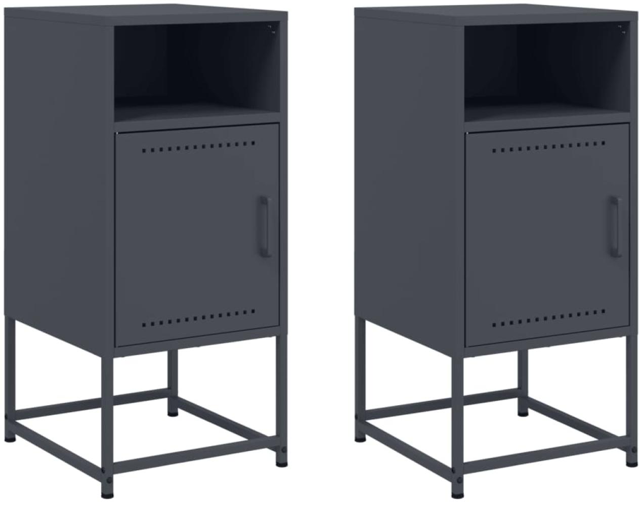 vidaXL Nachttische 2 Stk. Anthrazit 36x39x78 cm Stahl 846571 Bild 1