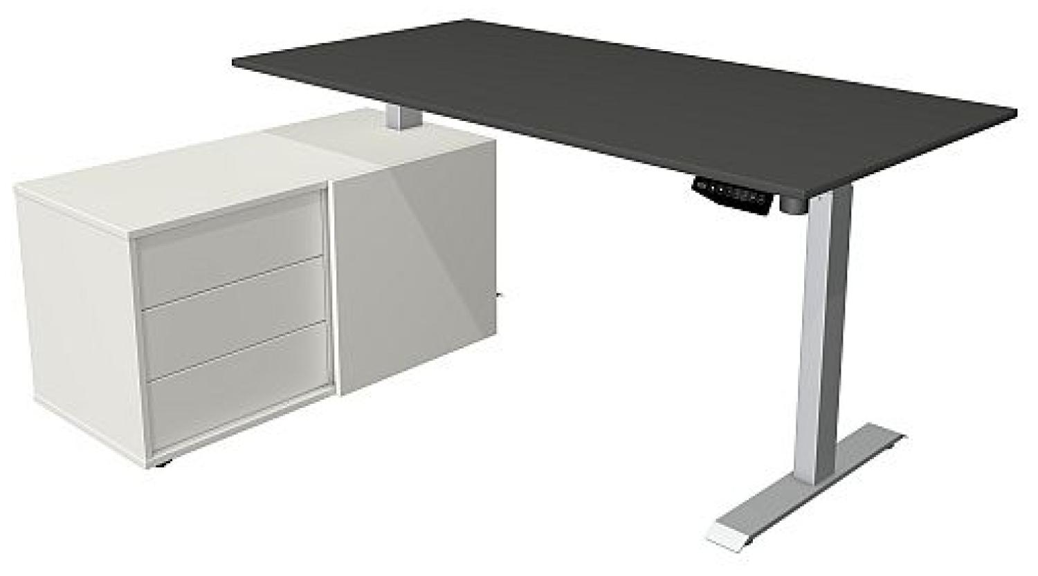 Kerkmann Schreibtisch Sitz- /Stehtisch Move 1 silber mit Sideboard anthrazit Bild 1