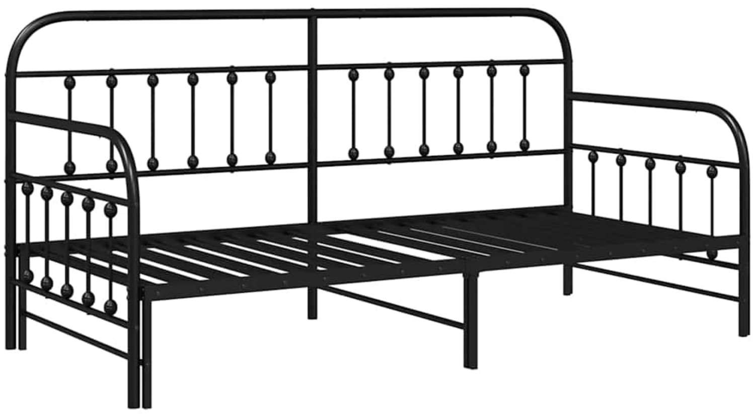 vidaXL Tagesbettrahmen mit Kopfteil Schwarz 90 x 190 cm Stahl 42002637 Bild 1