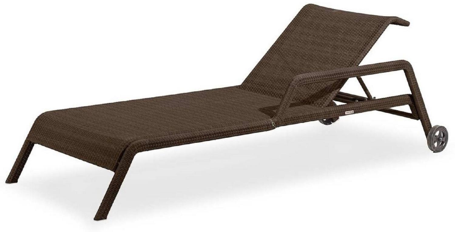 Casa Padrino Luxus Gartenliege Braun 224 x 75 x H. 51 cm - Handgewebte Wetterbeständige Liege - Moderne Poolliege - Garten Möbel - Hotel Möbel Bild 1