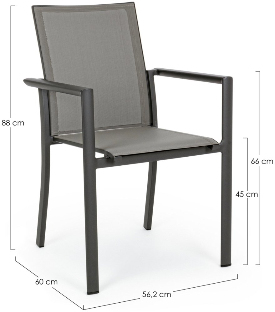 Gartenstuhl Konnor stapelbar mit Armlehne, Anthrazit Bild 1