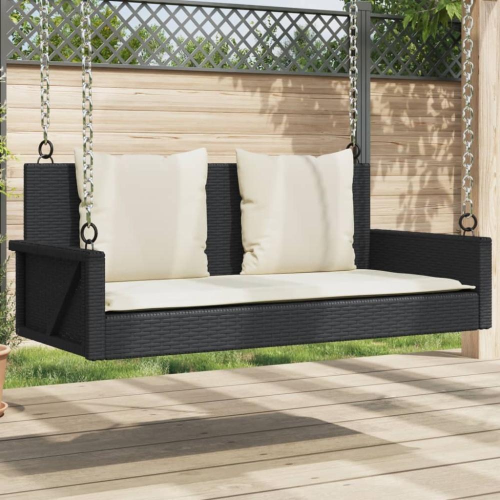 vidaXL Hängebank mit Kissen Schwarz 119x56x48 cm Poly Rattan 365629 Bild 1