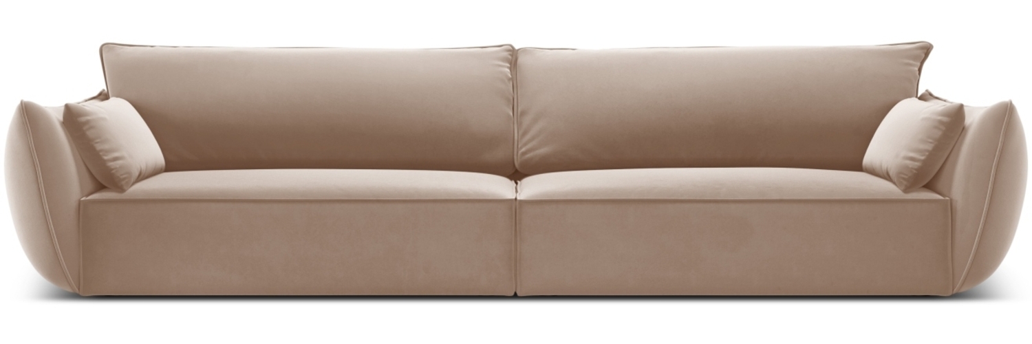 Micadoni 4-Sitzer Sofa Kaelle Samt Beige Kunststoff schwarz Bild 1