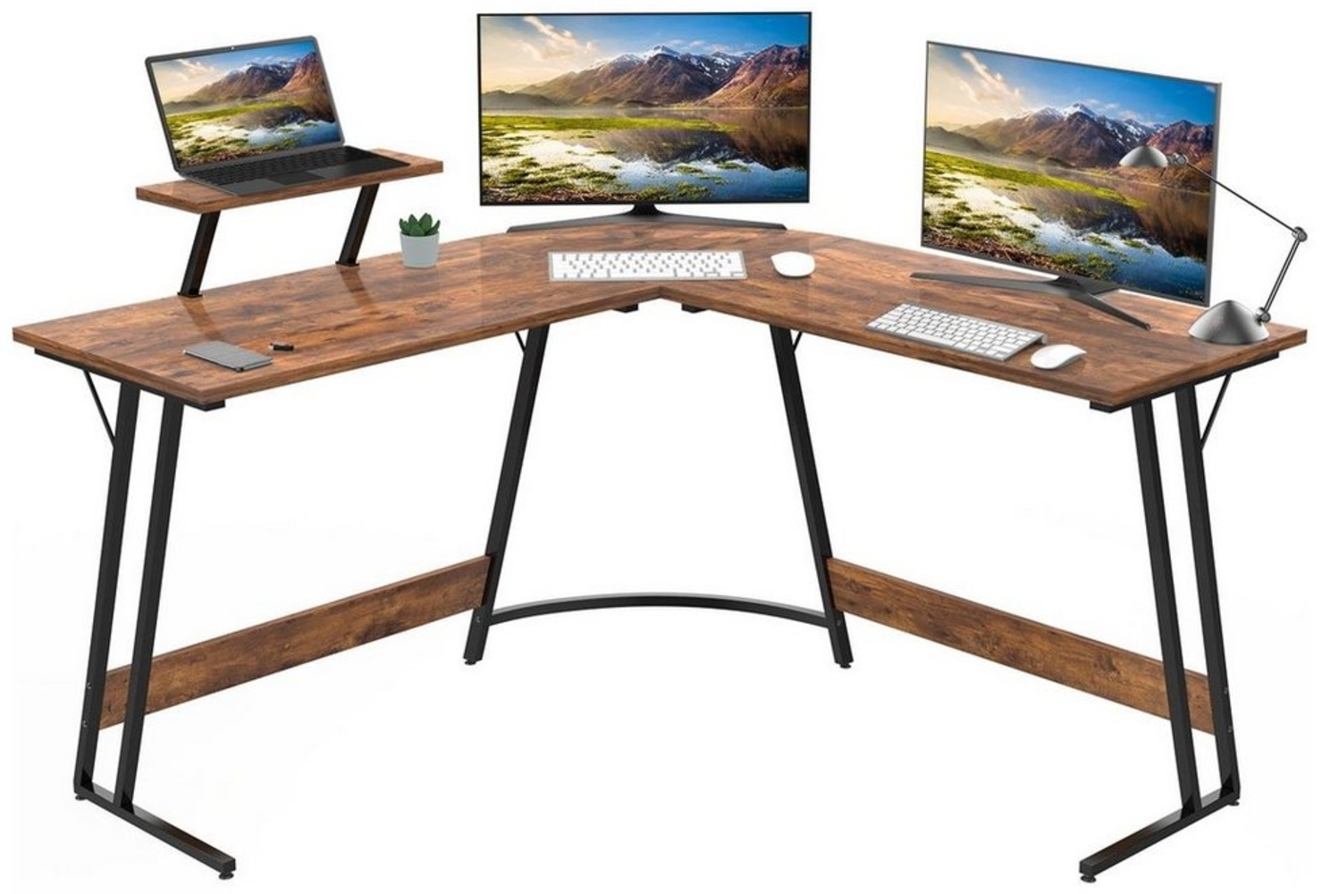 HOMALL Gamingtisch Computertisch 130 * 130cm Schreibtisch Gamer L-Eckschreibtisch (Gaming Tisch,Gamer Tisch mit Monitorständer, L-förmiger Schreibtisch,Geeignet für Bürotisch, Arbeitszimmer) Bild 1