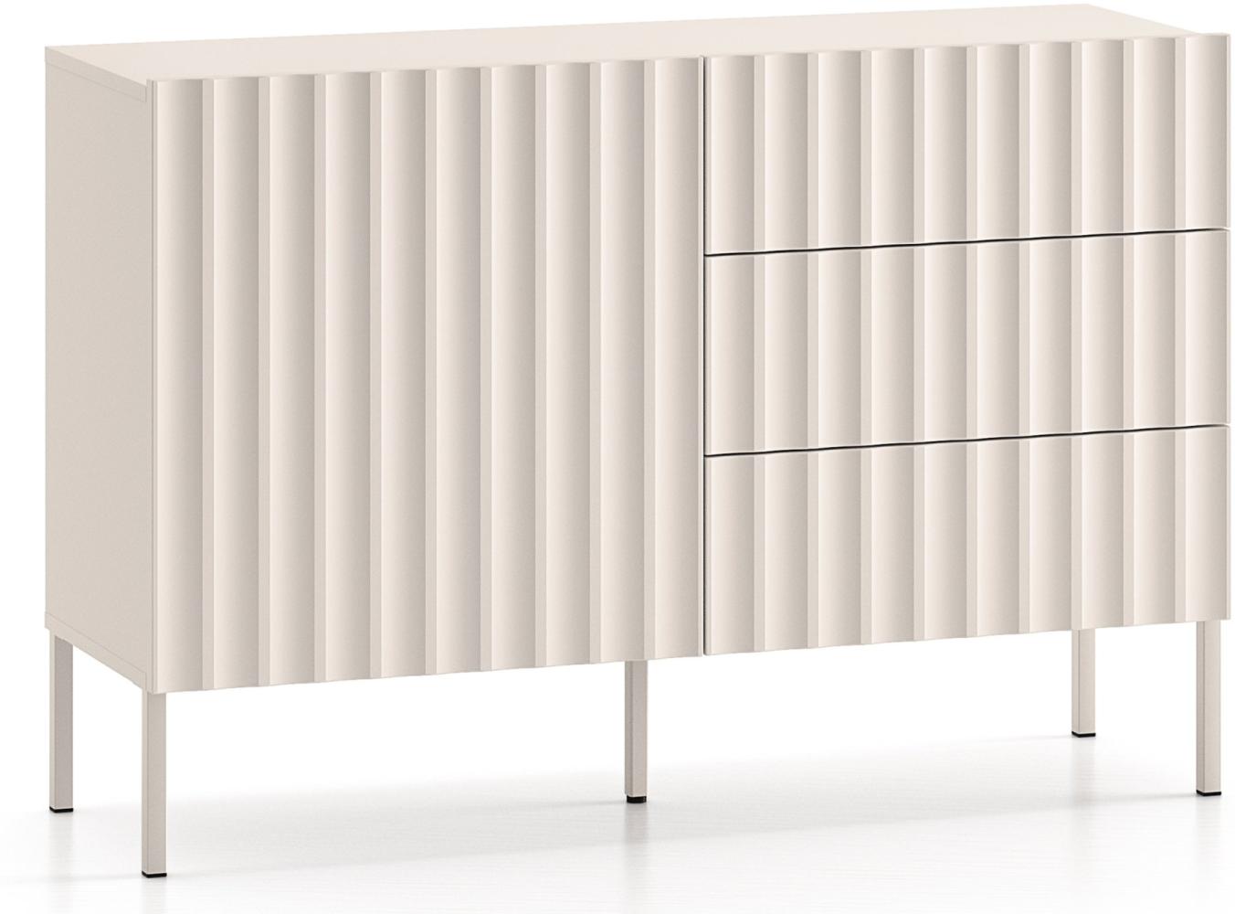 Selsey Derriva - Sideboard mit Schubladen und geriffelten Fronten, hellbeige, 113 cm Bild 1