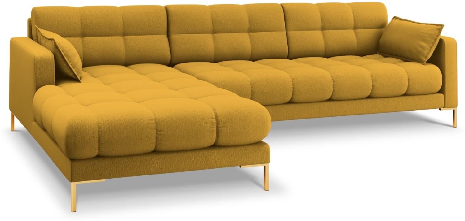 Micadoni 5-Sitzer Ecke links Sofa Mamaia | Bezug Yellow | Beinfarbe Gold Metal Bild 1