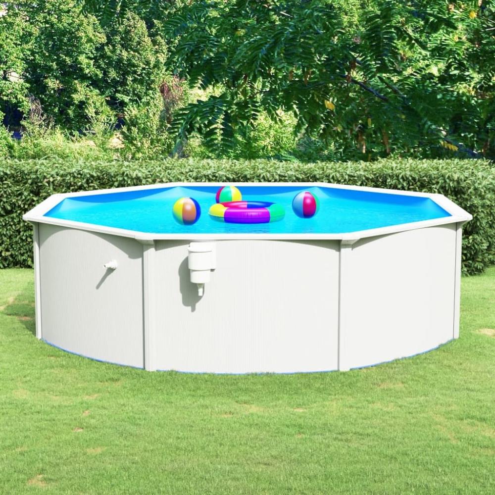 vidaXL Pool mit Stahlwand Rund 460x120 cm Weiß 93262 Bild 1