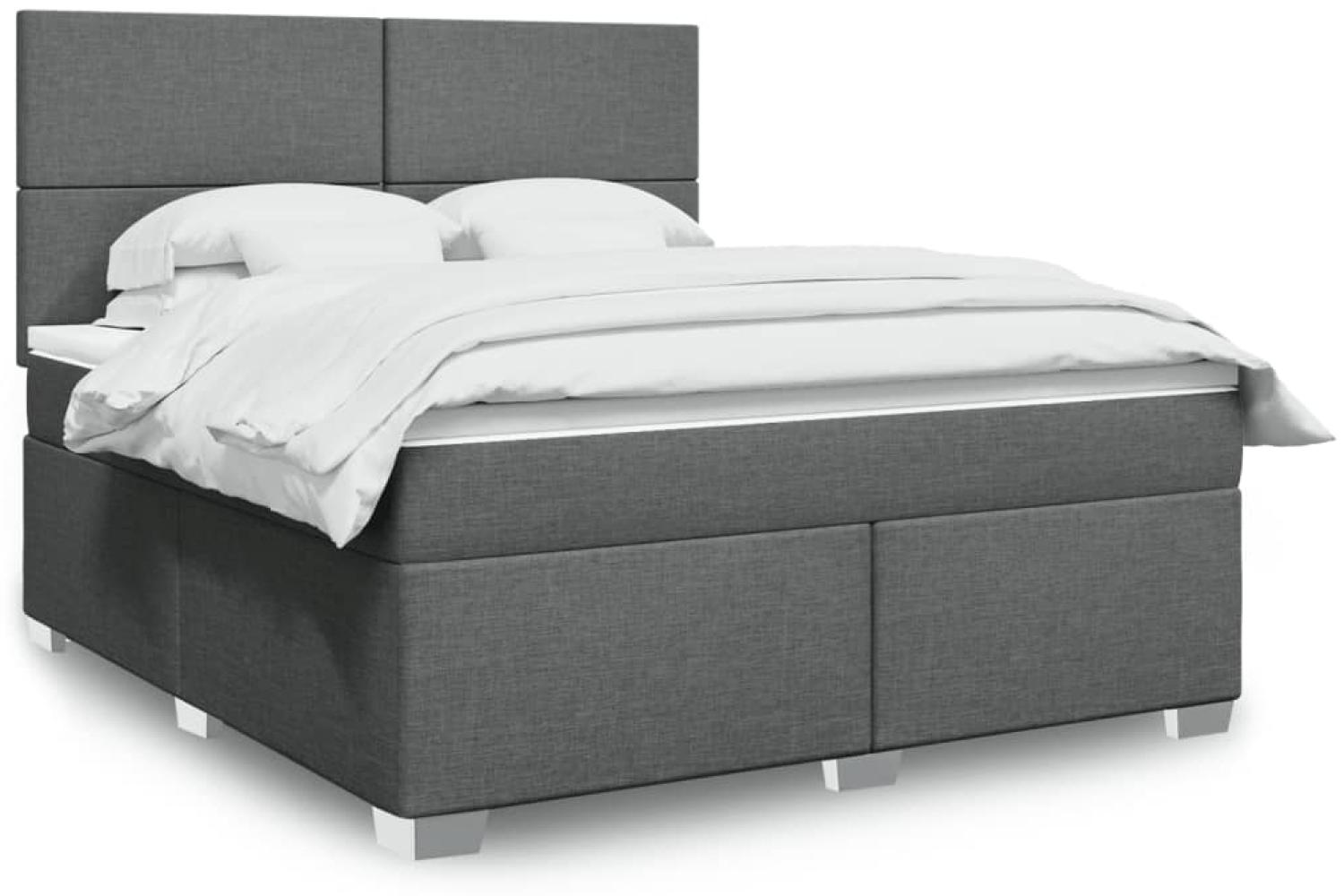 vidaXL Boxspringbett mit Matratze Dunkelgrau 180x200 cm Stoff 3292861 Bild 1