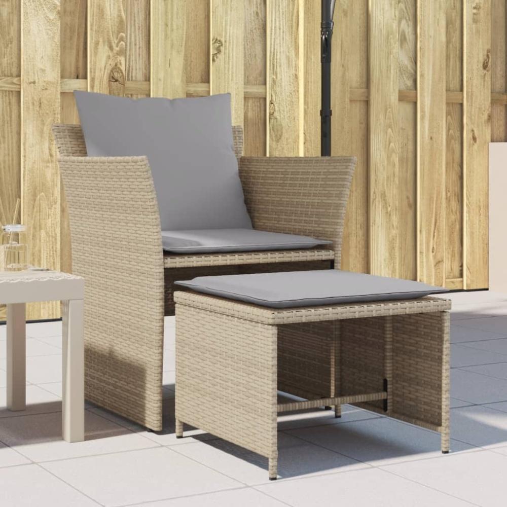 vidaXL Gartenstuhl mit Fußhocker Beige Poly Rattan 368619 Bild 1