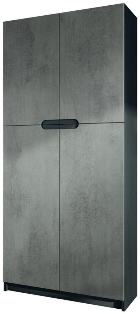 Vladon Büroschrank Logan V1, Aktenschrank mit 5 Fächern und 4 Türen, Schwarz matt/Beton Dunkel Optik (82 x 185 x 37 cm) Bild 1