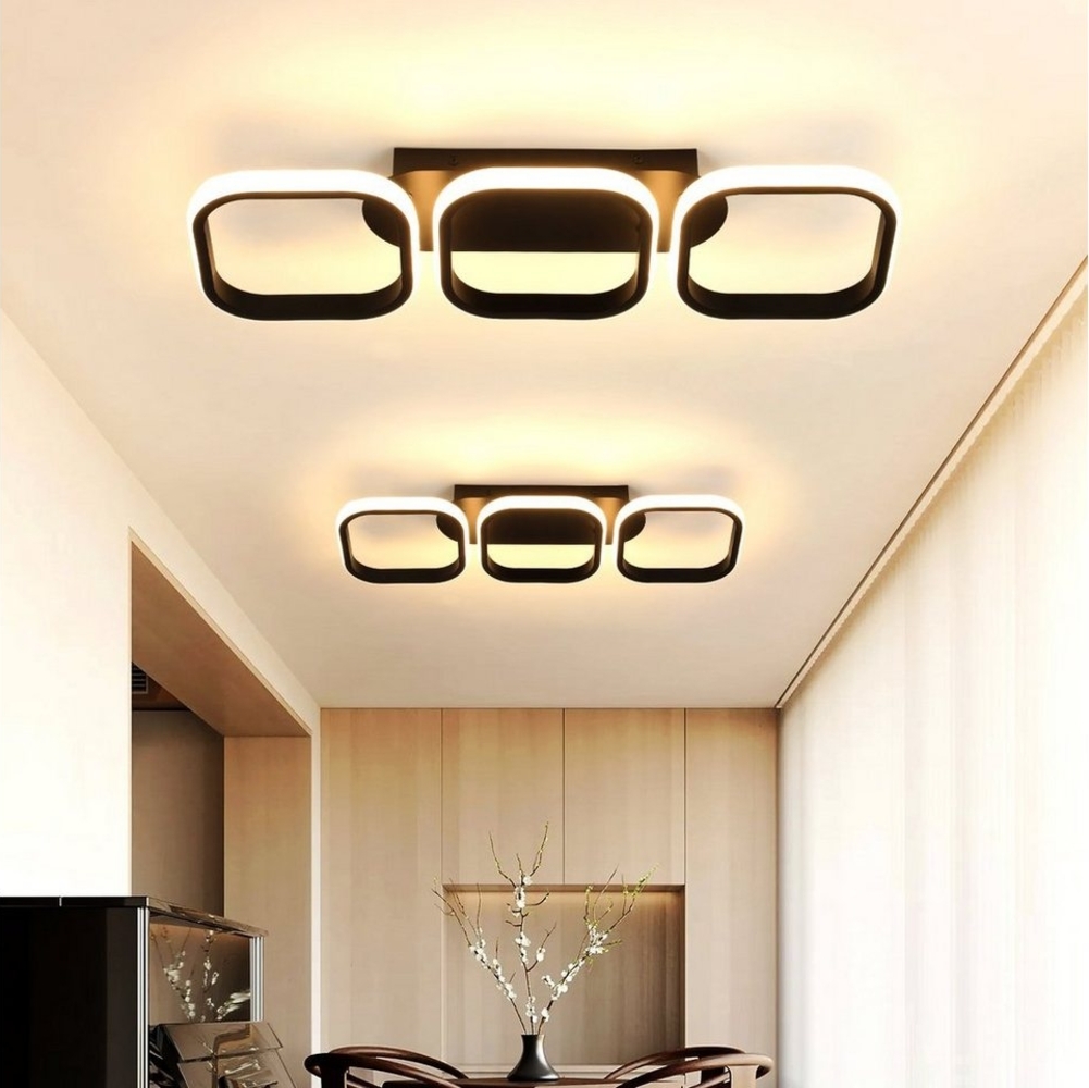 oyajia Deckenleuchte LED Deckenleuchte Drei Blende, Modern Wandlampe Wohnzimmerlampe 53cm, LED fest integriert, Kaltweiß/Naturweiß/Warmweiß, 3-Farbige, Eisen Deckenleuchte für Schlafzimmer, Küche, Flur Bild 1