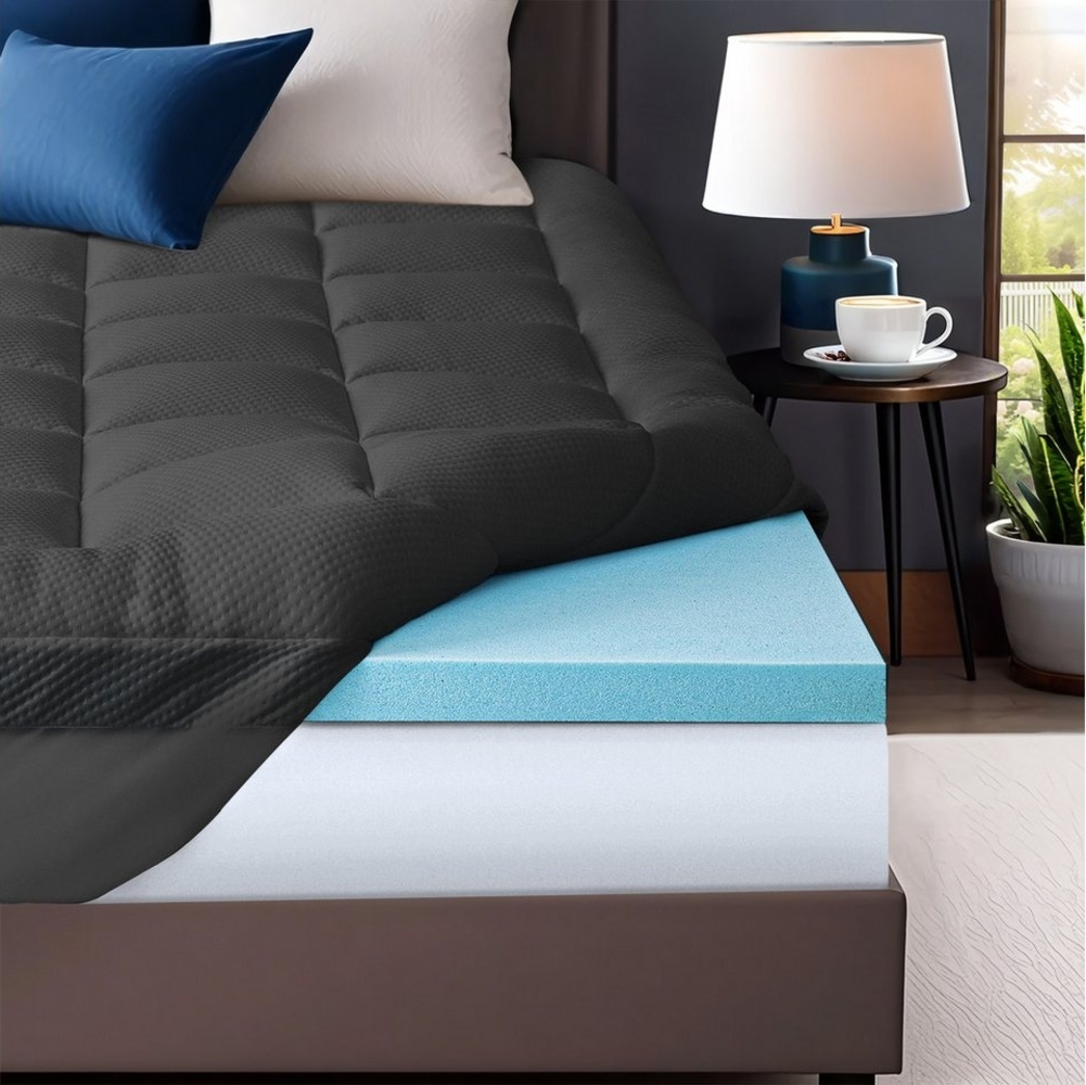 Elemuse, Topper Gel Schaum H3/H4 Topper mit Waschbar Bambusfaser Bezug, 7cm hoch, Komfortschaum, Druckverteilung, Atmungsaktiv Bild 1