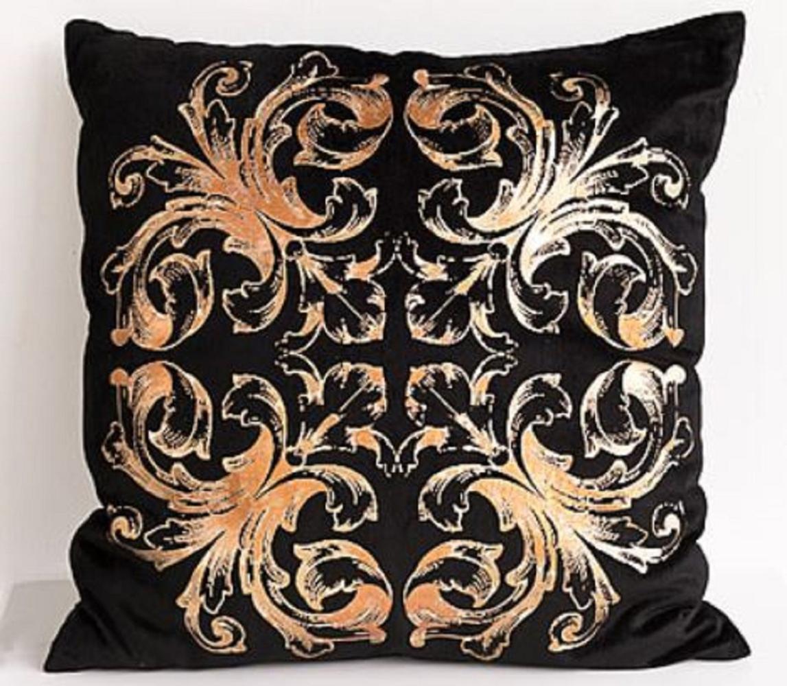 Casa Padrino Luxus Barock Kissen Schwarz / Gold 50 x 50 cm - Deko Accessoires Bild 1