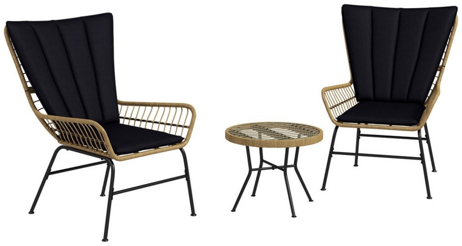Outsunny Sitzgruppe Gartenmöbel-Set mit 2 Stühlen, Beistelltisch, (Bistro-Set, 3-tlg, 3-teiliges Set bestehend aus zwei Sesseln und einem Tisch), Ergonomische Rückenlehne Bild 1