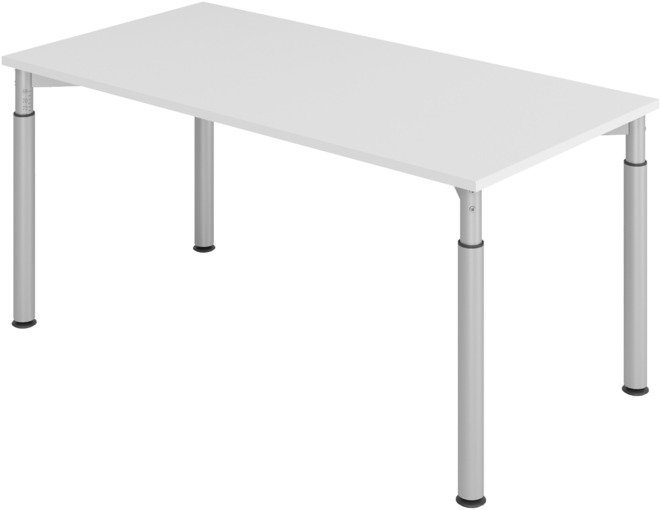 bümö höhenverstellbarer Schreibtisch 160x80 cm in grau, Gestell silber - PC Tisch höhenverstellbar & groß, höhenverstellbarer Tisch Büro, großer Computertisch verstellbar, Y-Serie, YS-16-5-S Bild 1