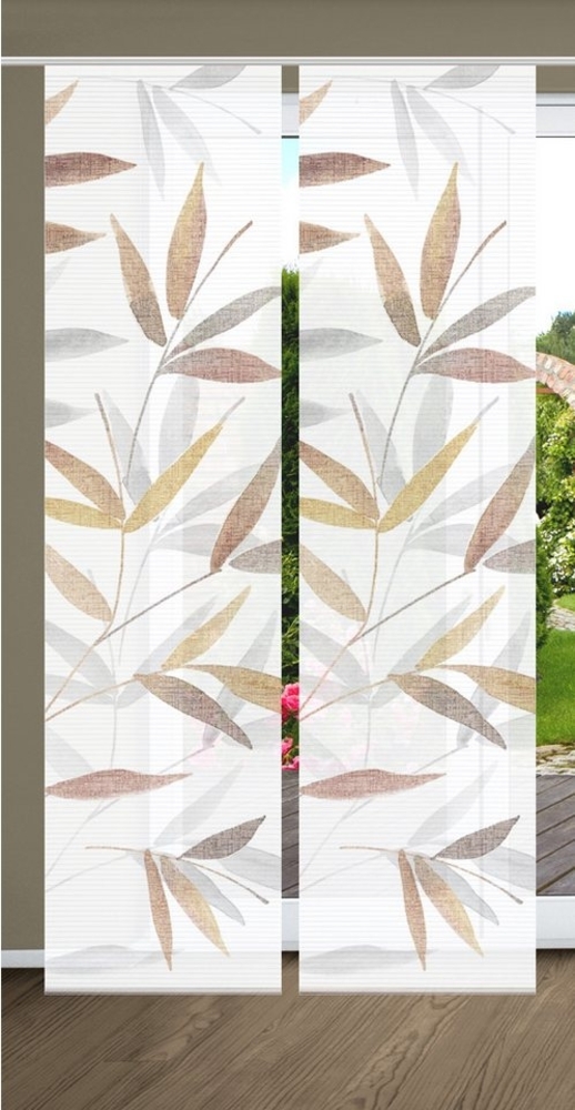 HOME in green Schiebegardine RANDOW (2 St), Paneelwagen, halbtransparent, SET DIGITALDRUCK,BAMBUSOPTIK RECYCELT Bild 1