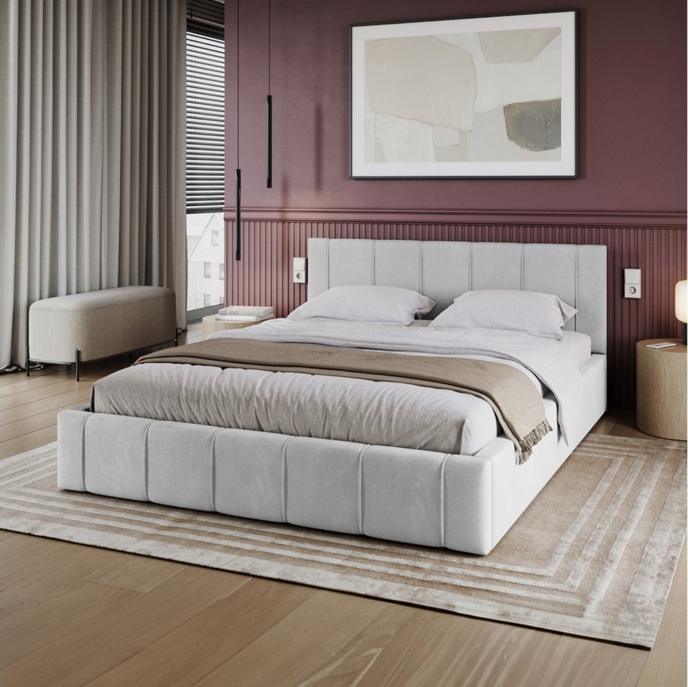FDM Polsterbett FLORIDA Bettgestell 90x200, 120x200, 140x200, 160x200, 180x200cm (Polsterbett modern mit Bettkasten MADE IN EU - mit hochwertigem Velours Bezug, verfügbar 90x200 120x200 140x200 160x200 180x200cm, Bettrahmen, Bett, mit großen gepolstert... Bild 1