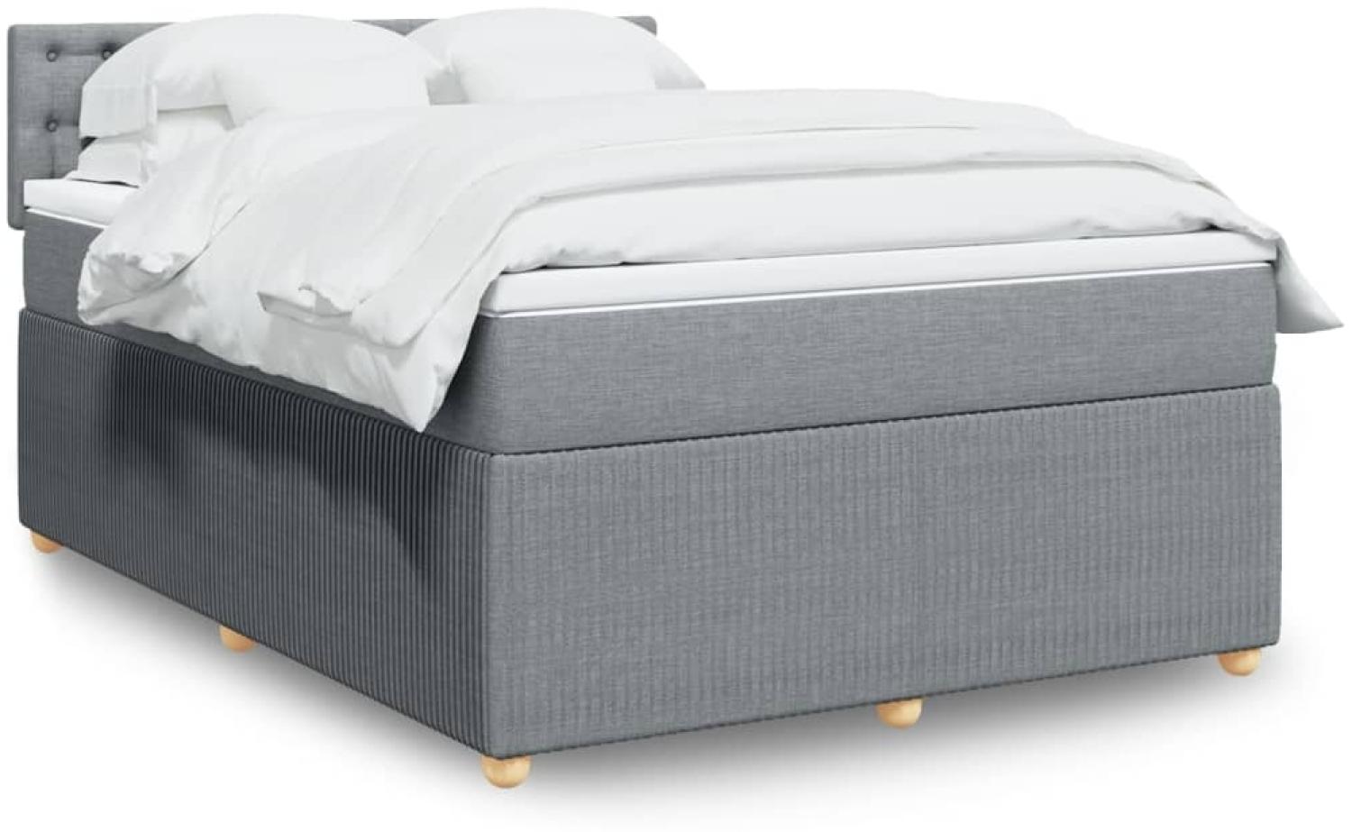 vidaXL Boxspringbett mit Matratze Hellgrau 140x190 cm Stoff 3287465 Bild 1