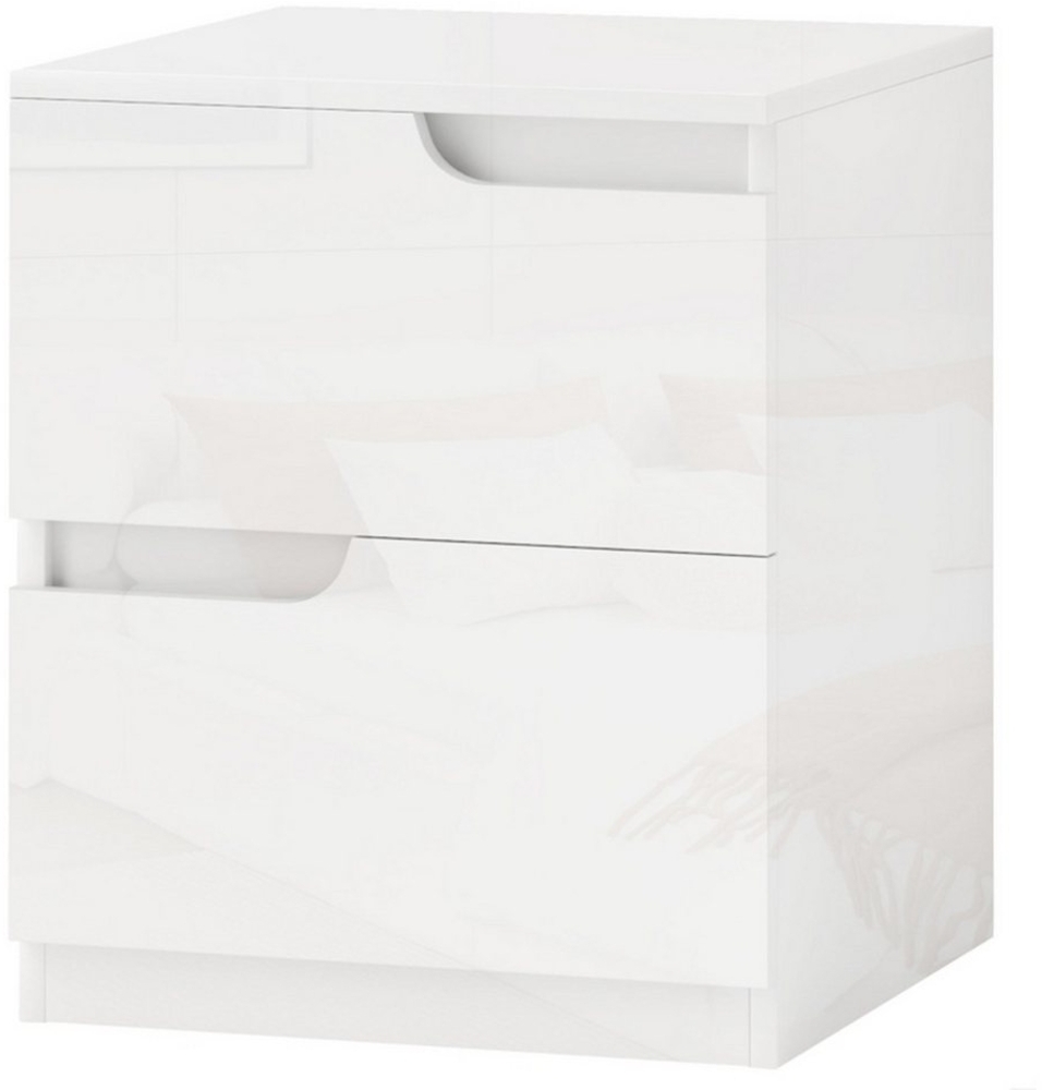 MC Star Nachtschrank Nachttisch mit 2 Schubladen, Beistelltisch für Wohnzimmer (Schlafzimmer, 40 x 40 x 48 cm, Hochglanzweiß) Bild 1