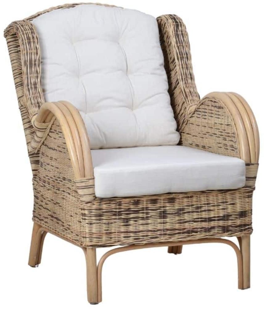 MiaMöbel Rattansessel 'Panama' honig-braun 100% Baumwolle, Rattan Landhaus Bild 1