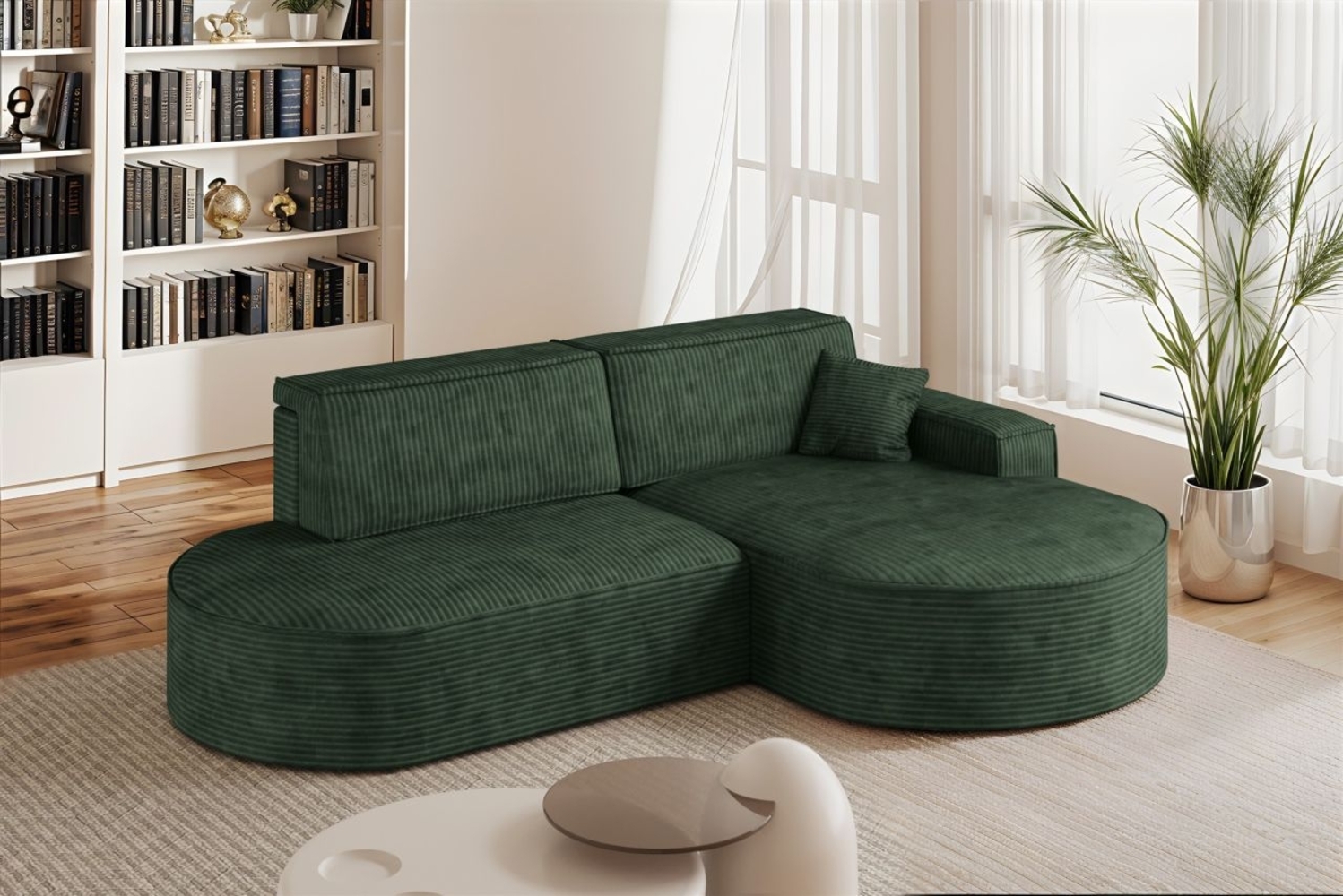 Ecksofa Schlafsofa Sofa VENEDIG Stoff Poso Grün Ottomane Rechts Bild 1