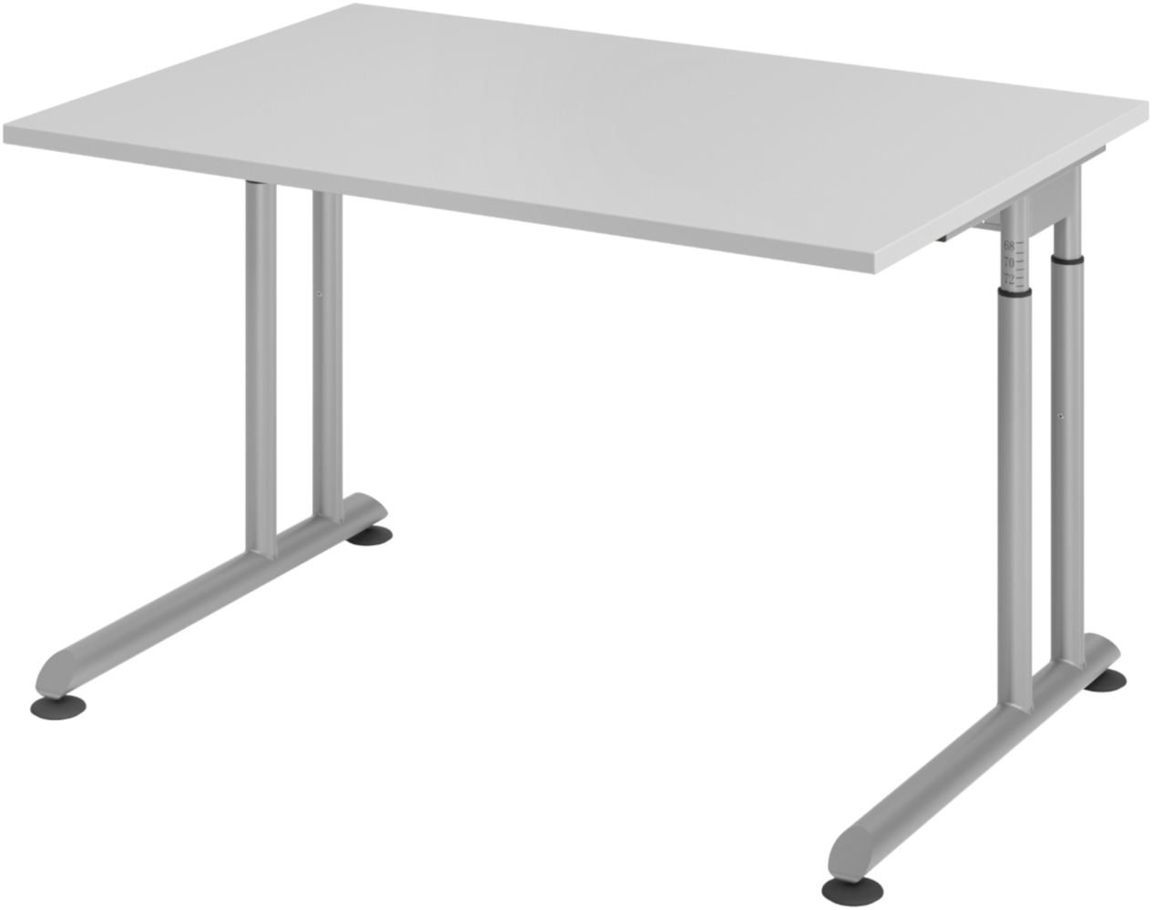 bümö höhenverstellbarer Schreibtisch Z-Serie 120x80 cm in grau, Gestell in Silber - PC Tisch klein für's Büro manuell höhenverstellbar, Computertisch verstellbar, ZS-12-5-S Bild 1
