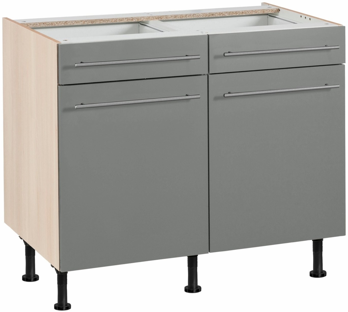 OPTIFIT Unterschrank Bern 100 cm breit, mit 2 Türen, 2 Schubkästen, höhenverstellbare Füße Bild 1