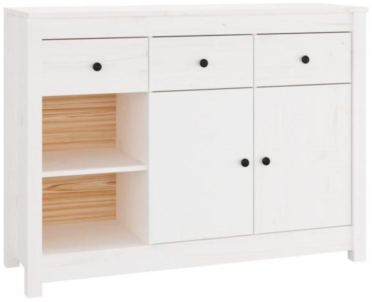 Sideboard Weiß 100 x 35 x 74 cm Massivholz Kiefer [814555] Bild 1