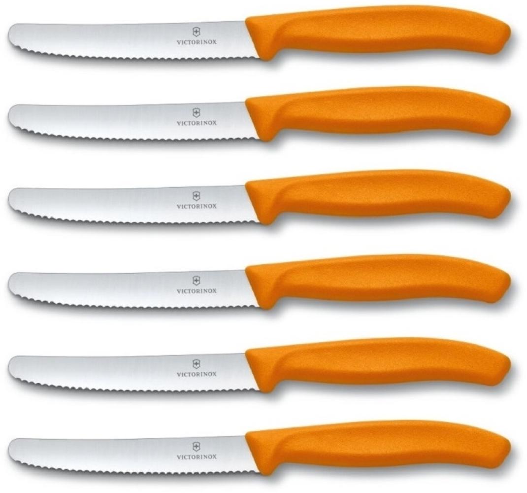 6 Stück Victorinox Tafelmesser Kunststoff, Orange, 14cm Bild 1