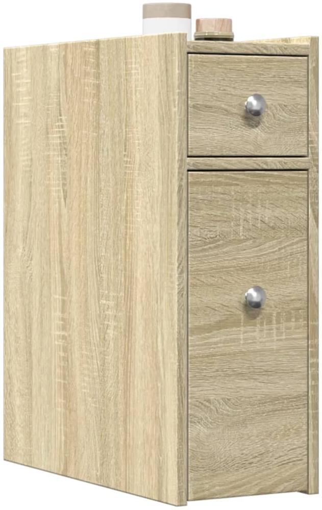 vidaXL Badschrank Schmal mit Rollen Sonoma-Eiche Holzwerkstoff 855288 Bild 1