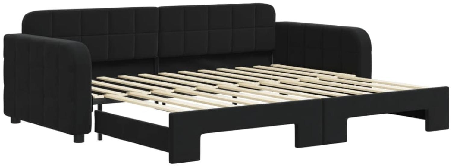 vidaXL Tagesbett Ausziehbar Schwarz 90x200 cm Samt 3196933 Bild 1