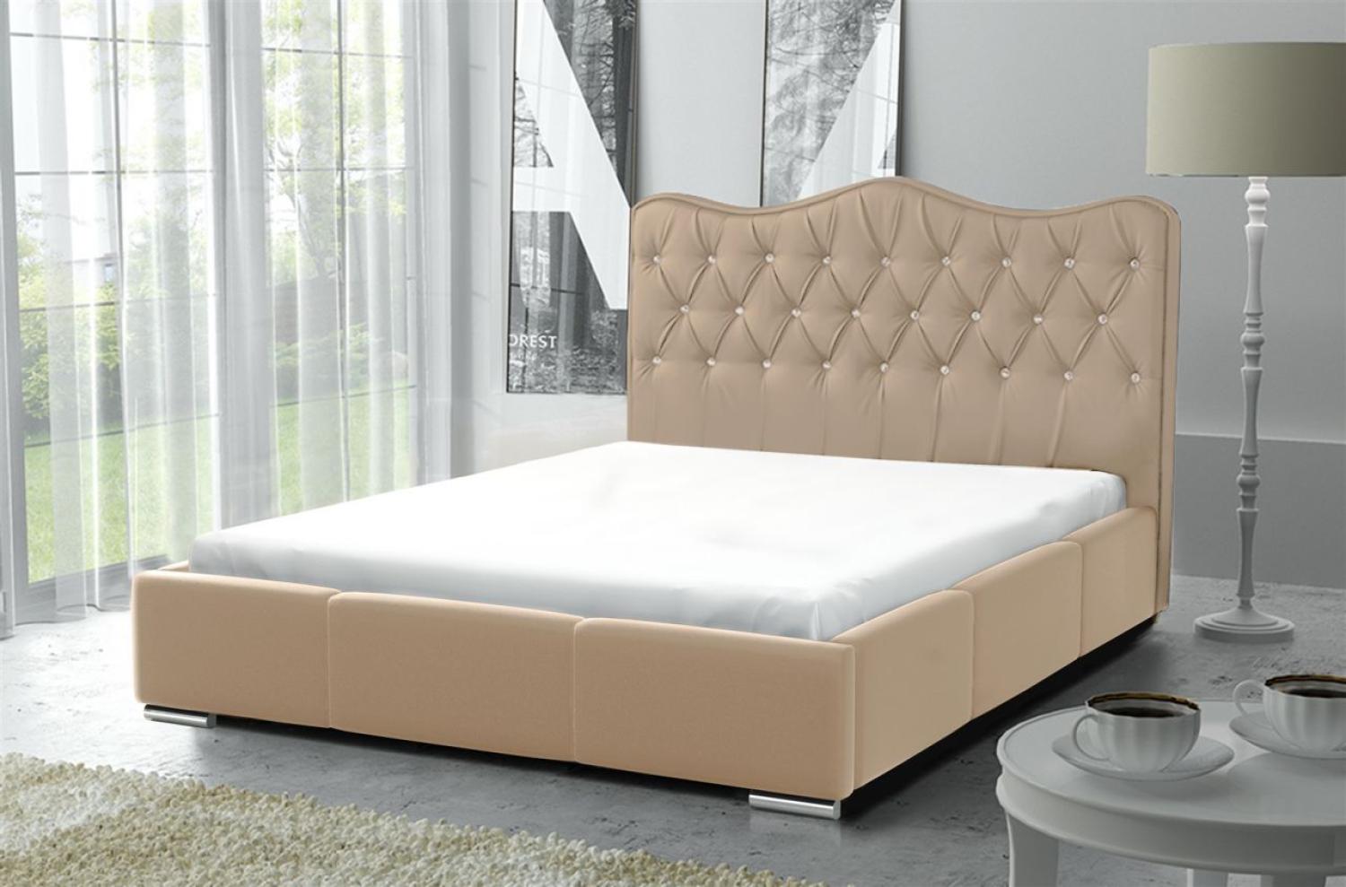 Polsterbett Bett Komplettset SULTAN Kunstleder Beige 140x200cm Bild 1