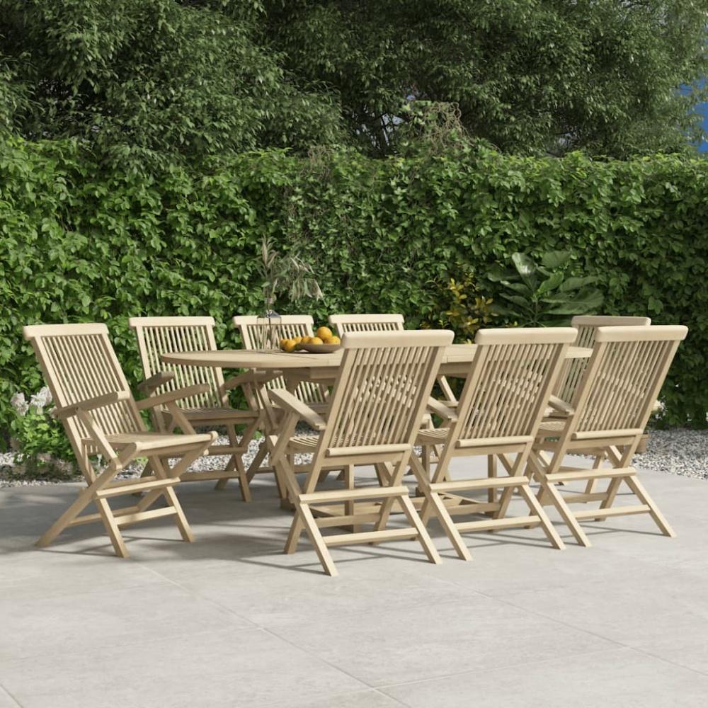 vidaXL Gartenstühle 8 Stk. Klappbar Grau 56x61x89 cm Massivholz Teak 3155072 Bild 1