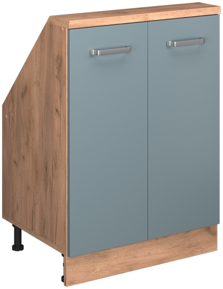 Küchenschrank für Dachschrägen R-Line Blau-Grau 60 cm mit 2 Türen Vicco Bild 1