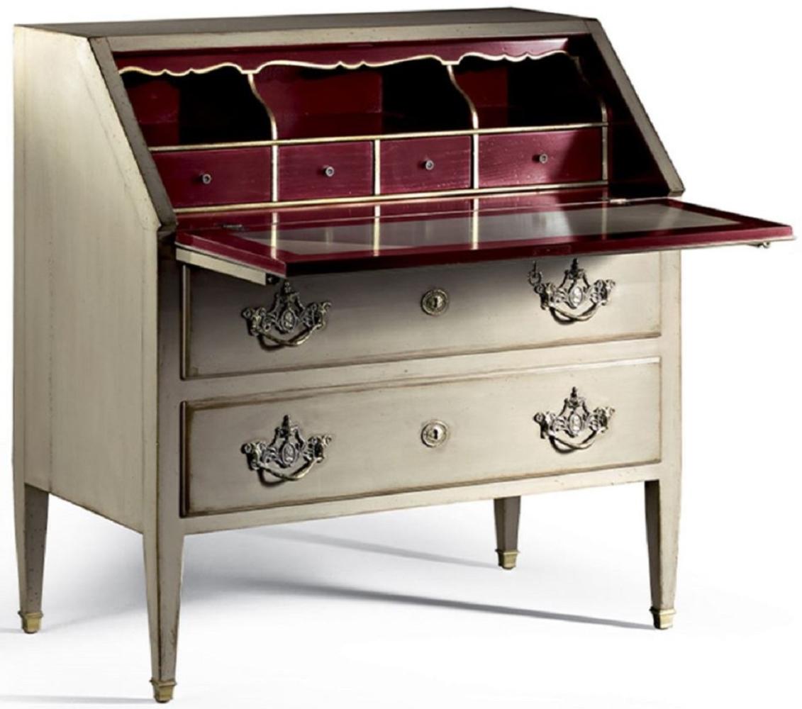 Casa Padrino Luxus Barock Sekretär Antik Beige / Gold / Bordeauxrot - Handgefertigter Schreibtisch im Barockstil - Barock Büro Möbel - Luxus Möbel im Barockstil - Luxus Qualität - Made in Italy Bild 1