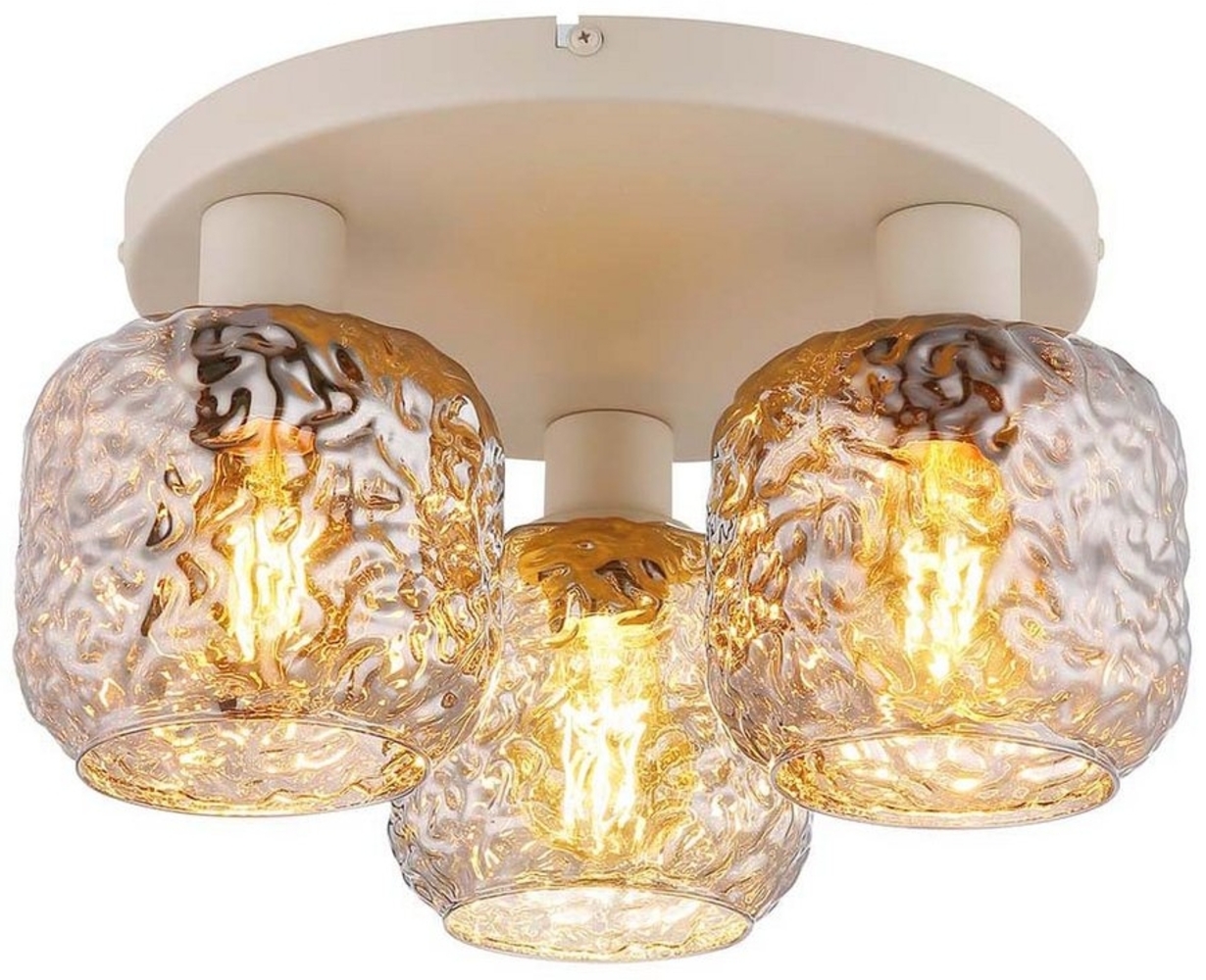 GLOBO LIGHTING Deckenleuchte, Leuchtmittel nicht inklusive, Deckenleuchte Deckenlampe Wohnzimmerlampe beige Glas rauchfarben E27 D Bild 1