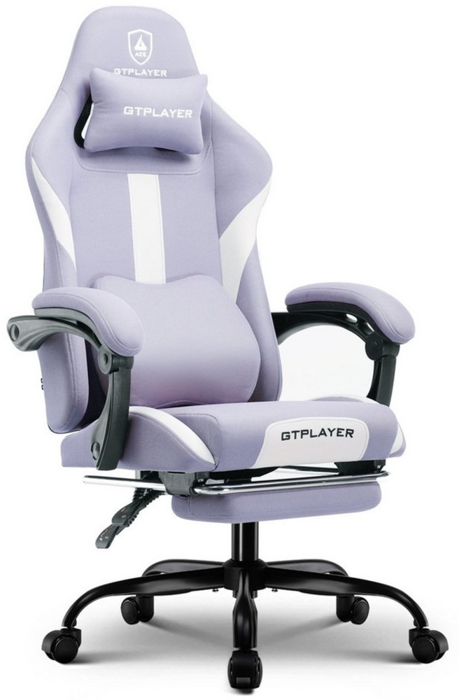 GTPLAYER Gaming-Stuhl Ergonomischer Gaming Sessel Schreibtischstuhl Gamer Stuhl aus Stoff, Federsitzkissen mit Fußstütze Bild 1