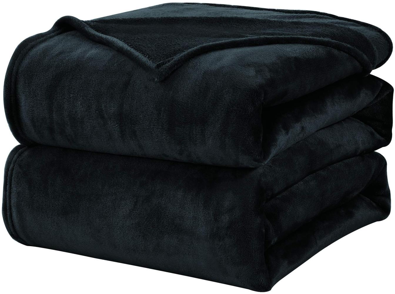 WAVVE Kuscheldecke Flauschig Decke Fleecedecke - Sofadecke 230x270 cm Wohndecke Couchdecke, Schwarz Decke Sofa Leicht, Groß Decke Riesig Sofaüberwurf Weich Bild 1