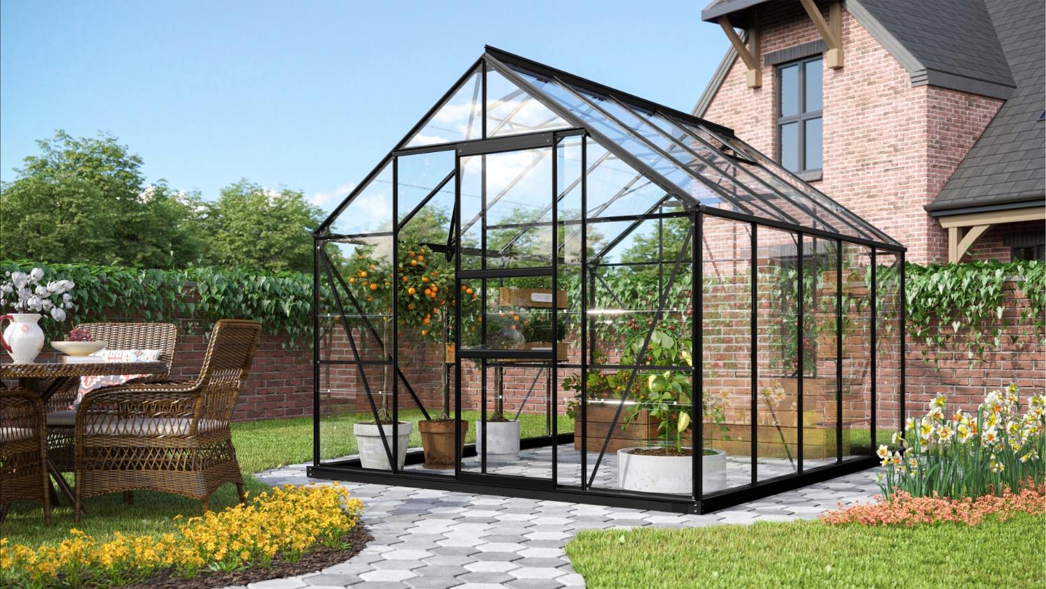 Vitavia Gewächshaus "Merkur 8300", schwarz, 8,3 m²,3 mm ESG Bild 1