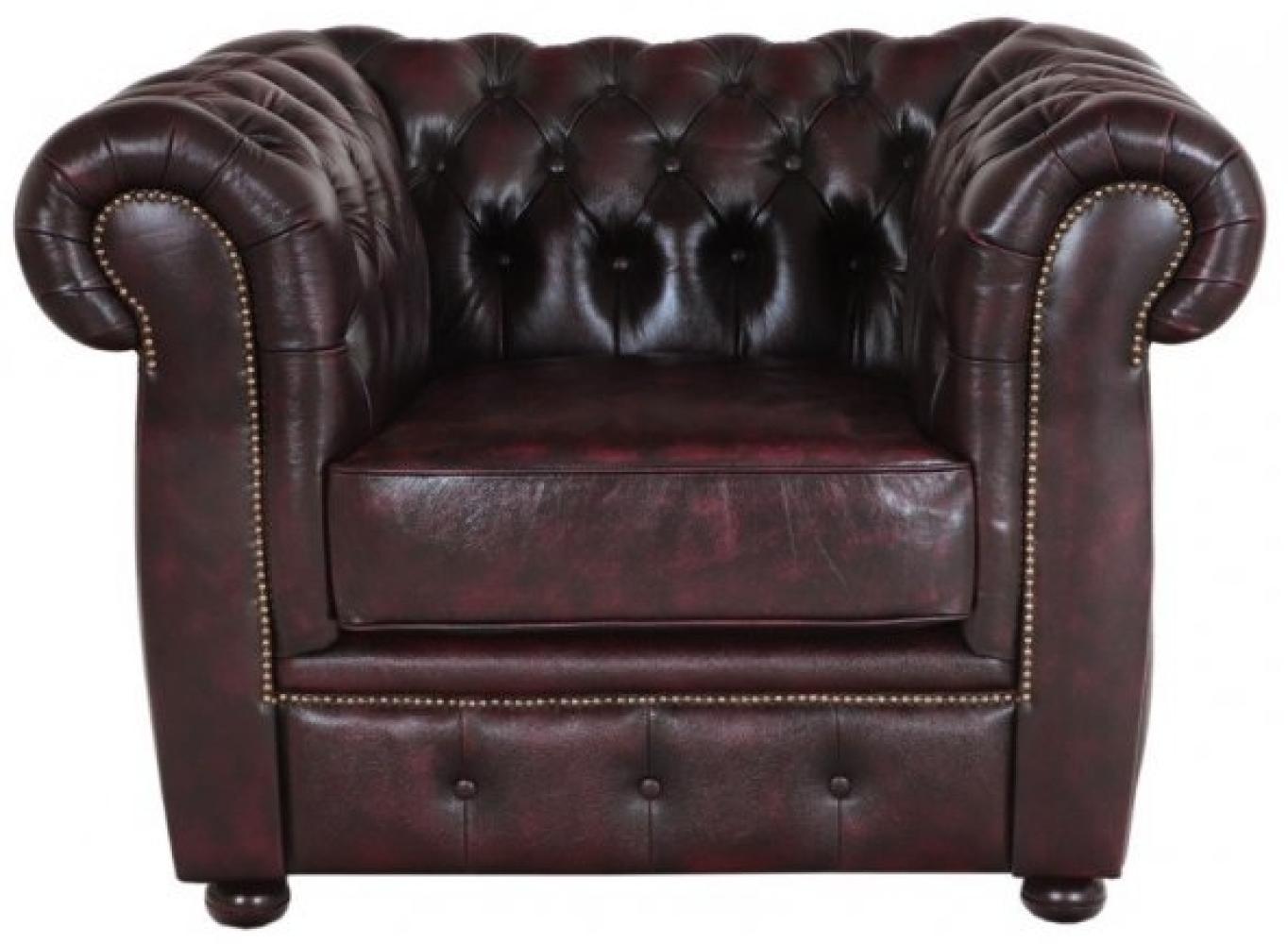 Einsitzer-Sofa Chesterfield Liverpool aus echtem Rindsleder New Red Bild 1