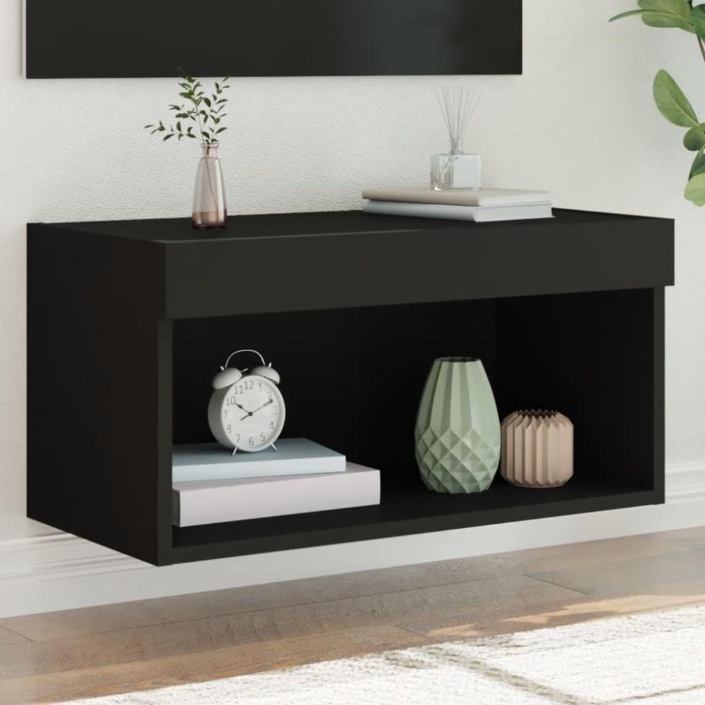 vidaXL TV-Schrank mit LED-Leuchten Schwarz 60x30x30 cm 837129 Bild 1