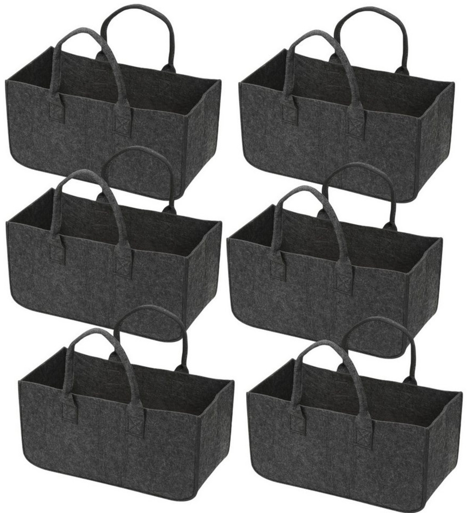 Clanmacy Allzweckkorb 6 Stück Holzkorb Filztasche Tasche aus Filz Dunkelgrau 50 x 25 x 25 cm Bild 1