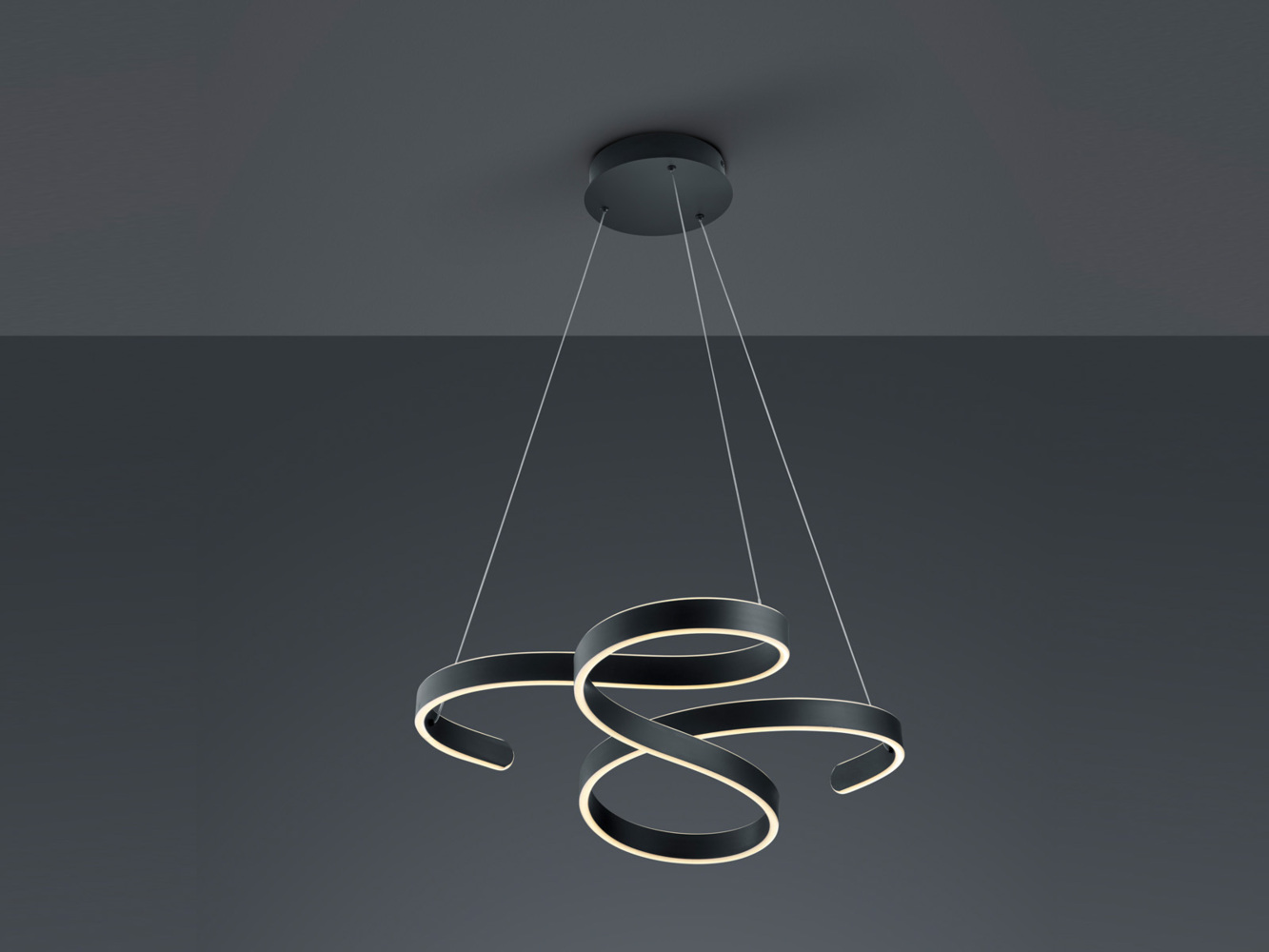 LED Pendelleuchte FRANCIS Anthrazit Stufen Dimmer geschwungen, Breite 72cm Bild 1