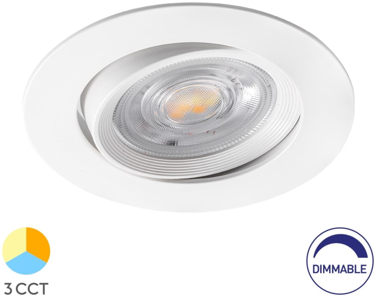 LED Rund 7W Dimmbar Einbaustrahler schwenkbar 3in1 CCT Spot 650lm Warmweiß - Kaltweiß Bild 1