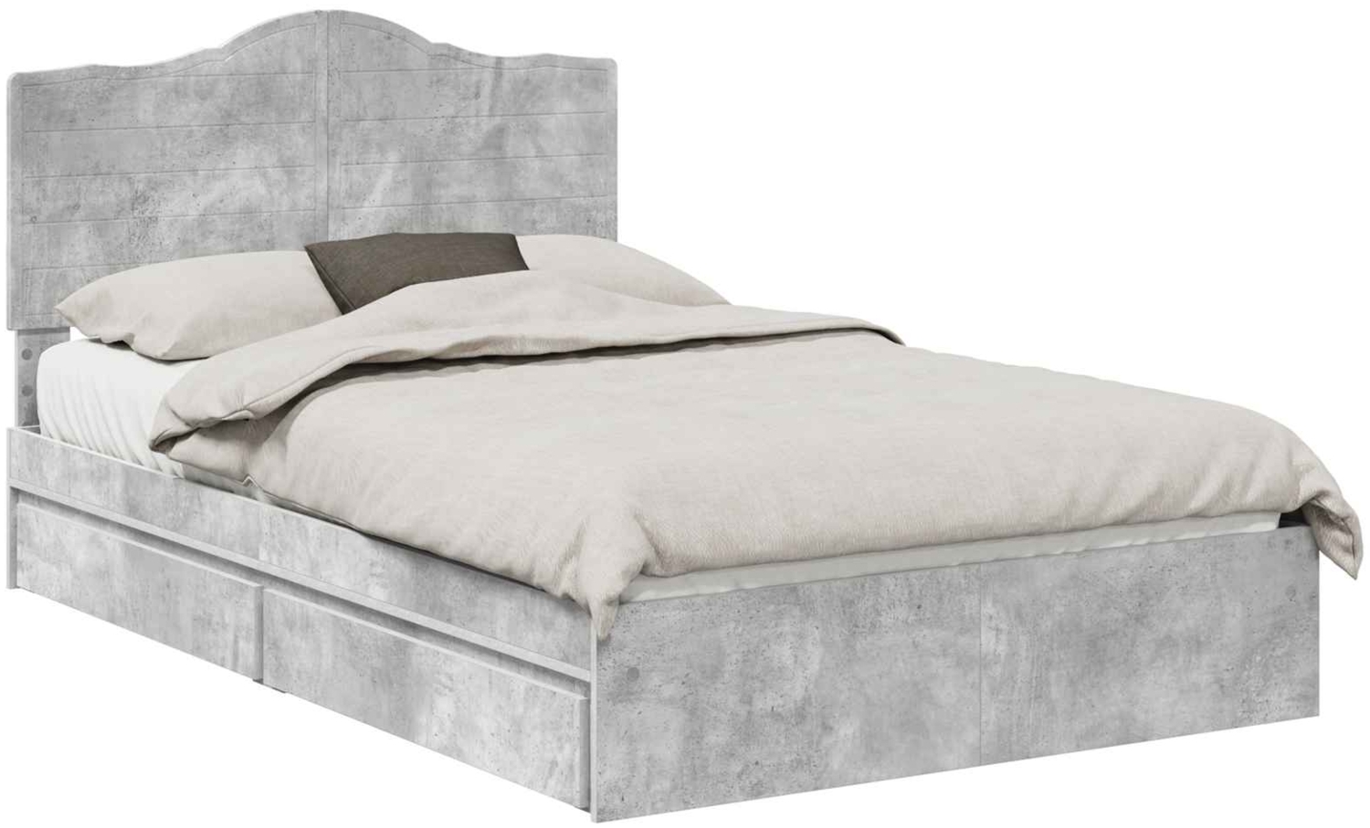 vidaXL Bettrahmen mit Schubladen Beton Grau 135x190 cm Holzwerkstoff 3413516 Bild 1