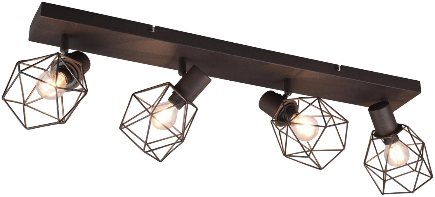 Industrial Deckenstrahler NARDA 4-flammig Gitter Rost-Optik, Breite 70cm Bild 1