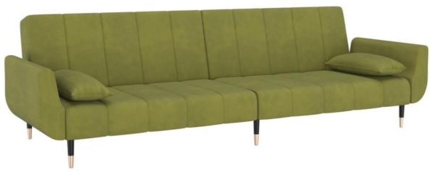 Schlafsofa 2-Sitzer mit 2 Kissen Hellgrün Samt [337585] Bild 1