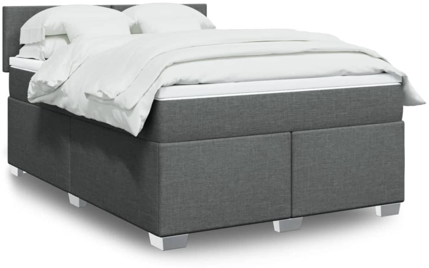 vidaXL Boxspringbett mit Matratze Dunkelgrau 140x190 cm Stoff 3288177 Bild 1