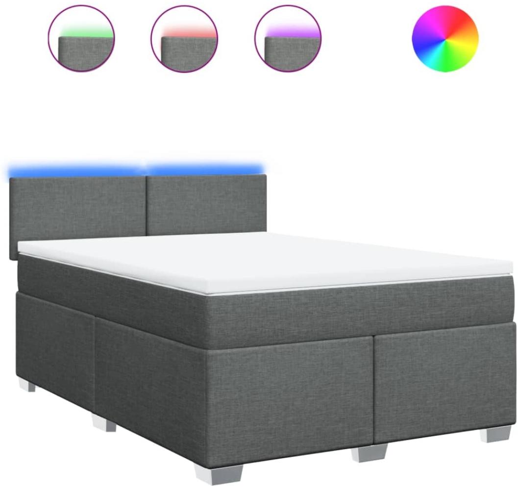 vidaXL Boxspringbett mit Matratze Dunkelgrau 140x190 cm Stoff 3288177 Bild 1